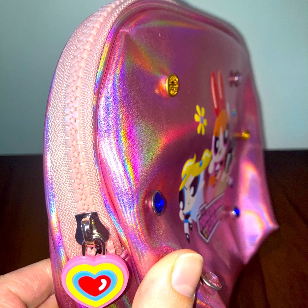 Y2K Powerpuff Girls Holographic Zipper Pouch, Approx. 8 Inches Across - Picture 5 of 8